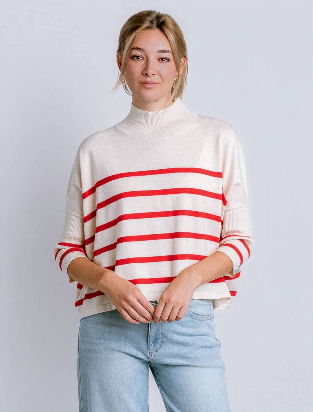 NEW KERISMA aja stripe sweater in ivory/marinara